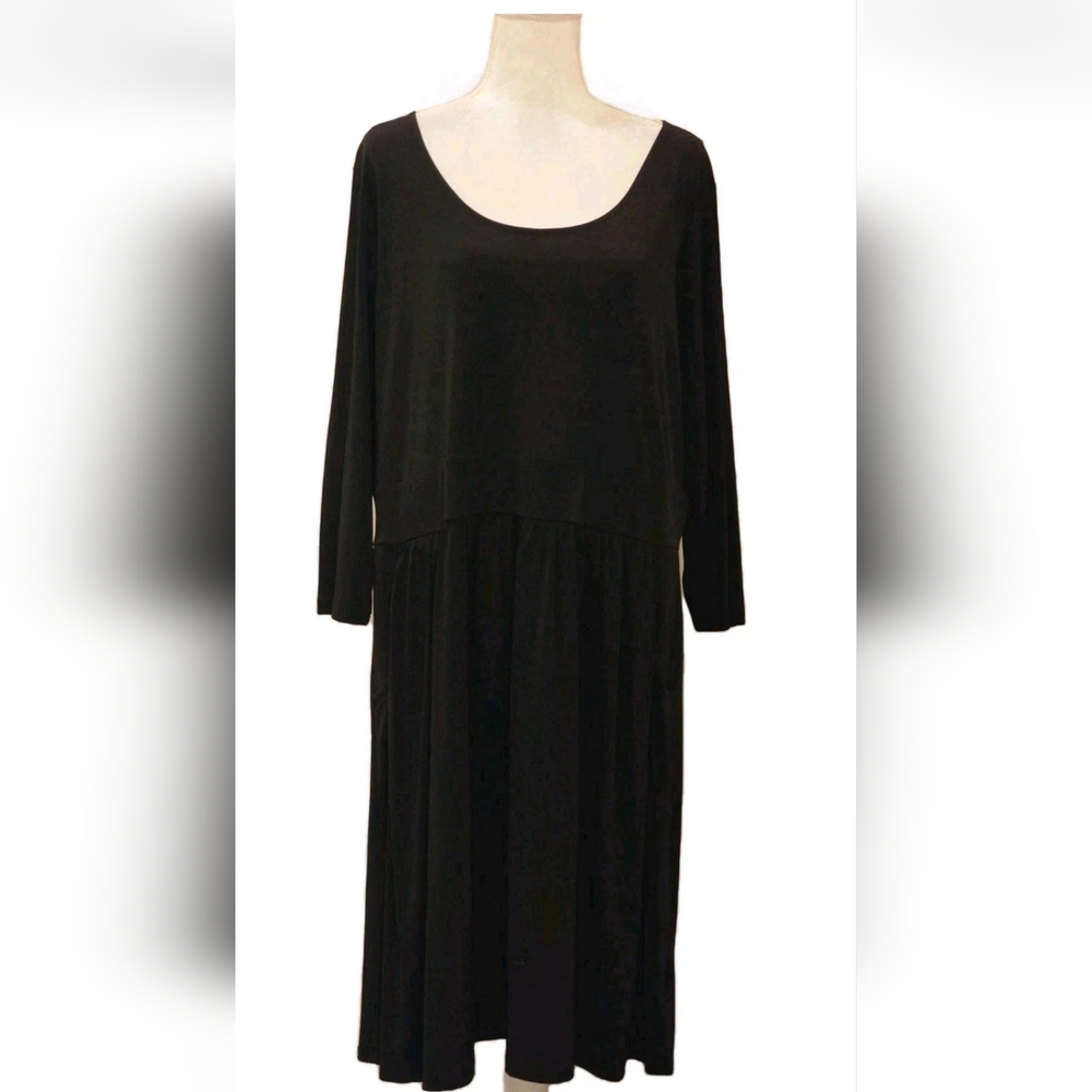 Michael Kors 3/4 Sleeve Black Shift Dress Women’s Sz 2X Pockets Pull Over EUC